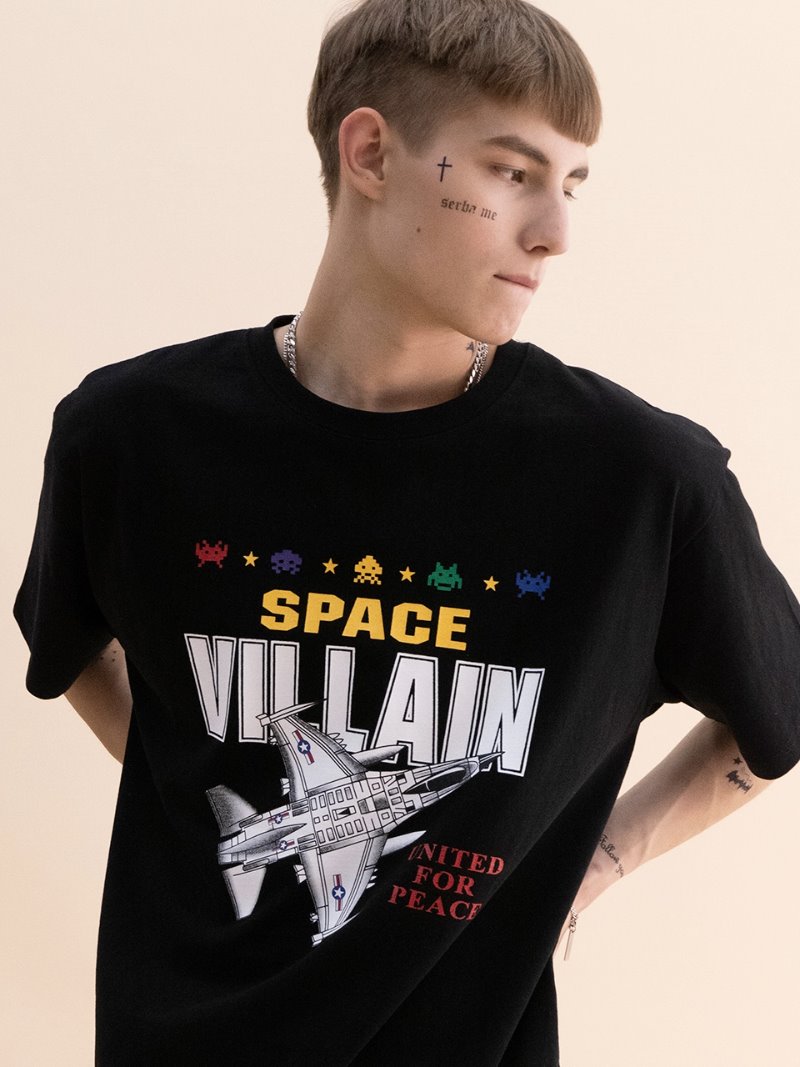 Space Print T-shirts (BLACK)