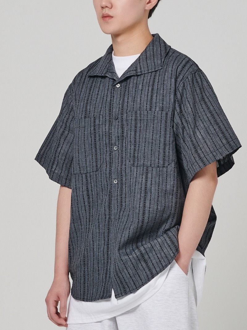 Lace Two-pocket Cityboy Half Shirts Charcoal