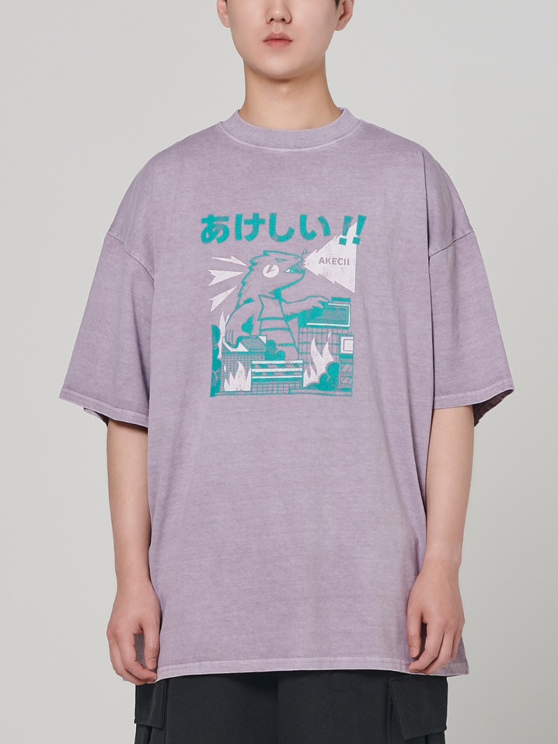 Godzilla Pigment Half T-shirt Purple